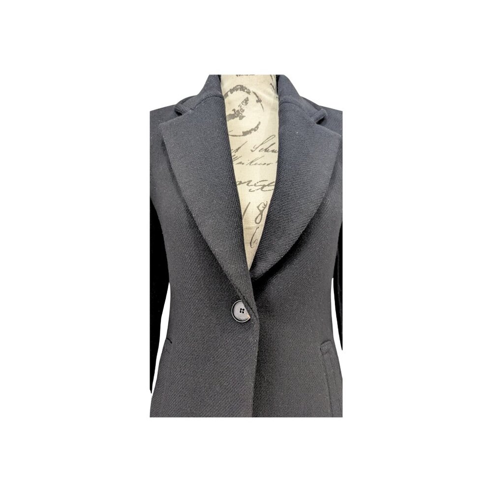 Zara Wool Blend Black Coat XS Tailored Longline Minimal Classic Jacket - Picture 5 of 7